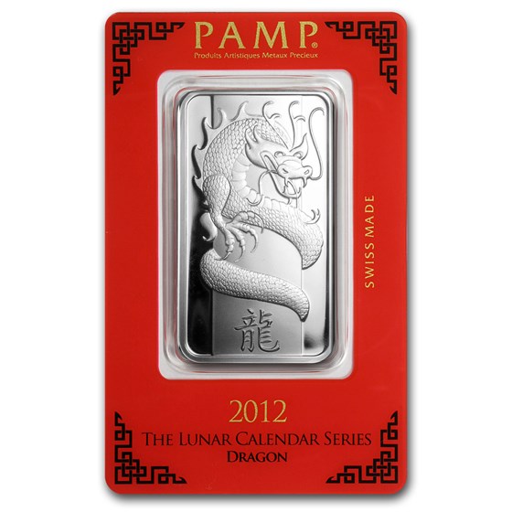 1 oz Silver Bar - PAMP Suisse (Year of the Dragon) 1 oz Silver Bar - PAMP Suisse (Year of the Dragon)